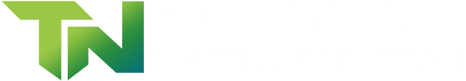 Techonova Digital Solution logo featuring an abstract green and blue flowing graphic next to a dark teal wordmark.